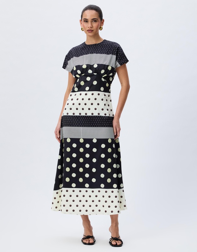 Tussah - Reese Polka Dot Satin Midi Dress