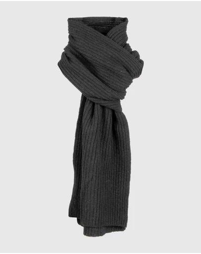 DENTS - Ribbed Lambswool Blend Knitted Scarf