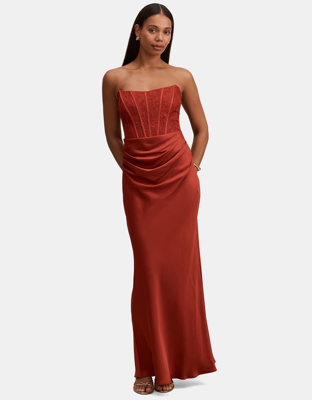 Forever New - Ivy Lace Corset Drape Maxi Dress