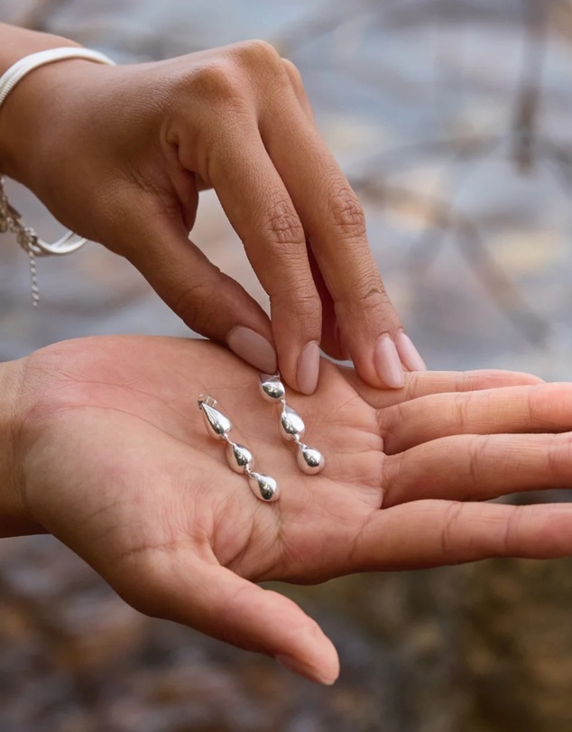 Najo - Liora Triple Drop Silver Stud Earring