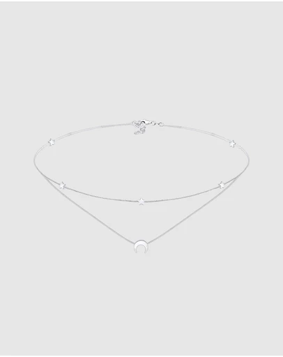 Elli Jewelry - Necklace Choker Layer Crescent Astro 925 Sterling Silver