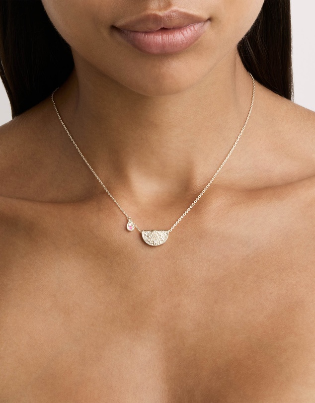 By Charlotte - Silver Lotus Birthstone Necklace - October