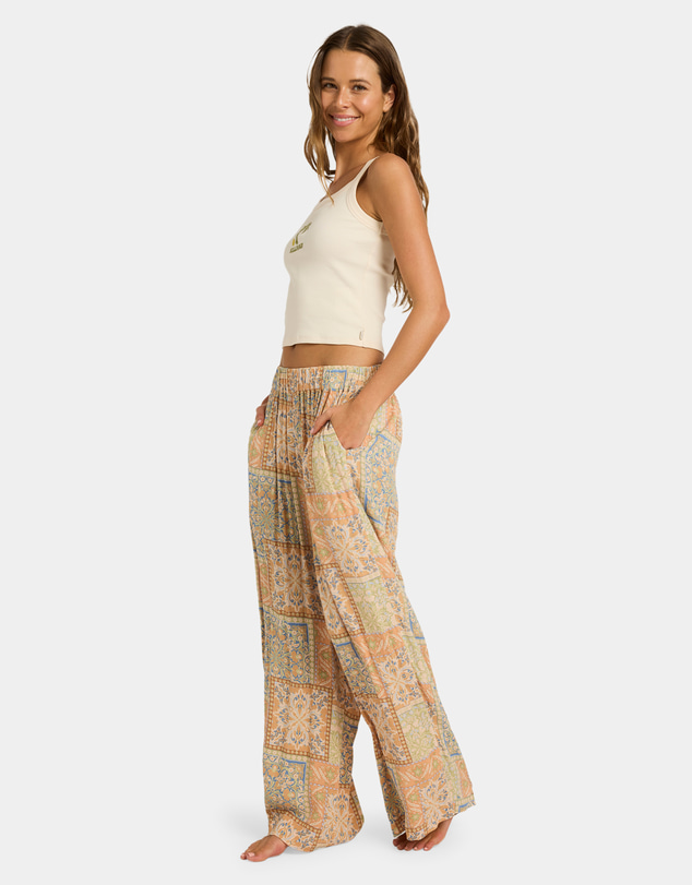 Billabong - Womens Follow Me Elastic-waist Linen Pants