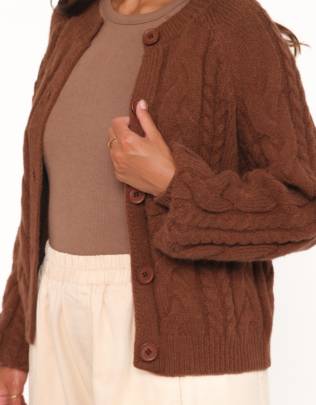 Petal & Pup - Nika Cable Knit Cardigan - Brown