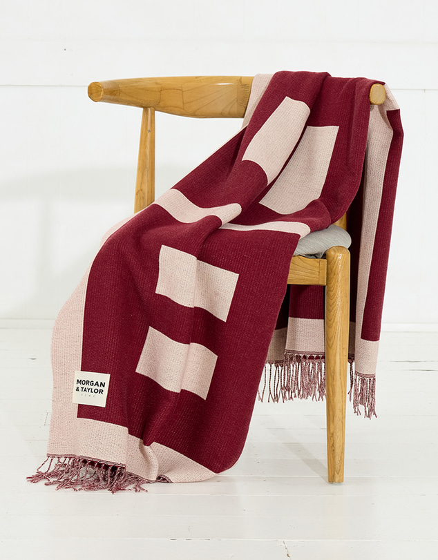 Morgan & Taylor - Willow Throw Blanket in Beige and Burgundy Red