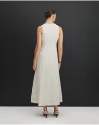 AERE - Sierra Linen Button Down Midi Dress