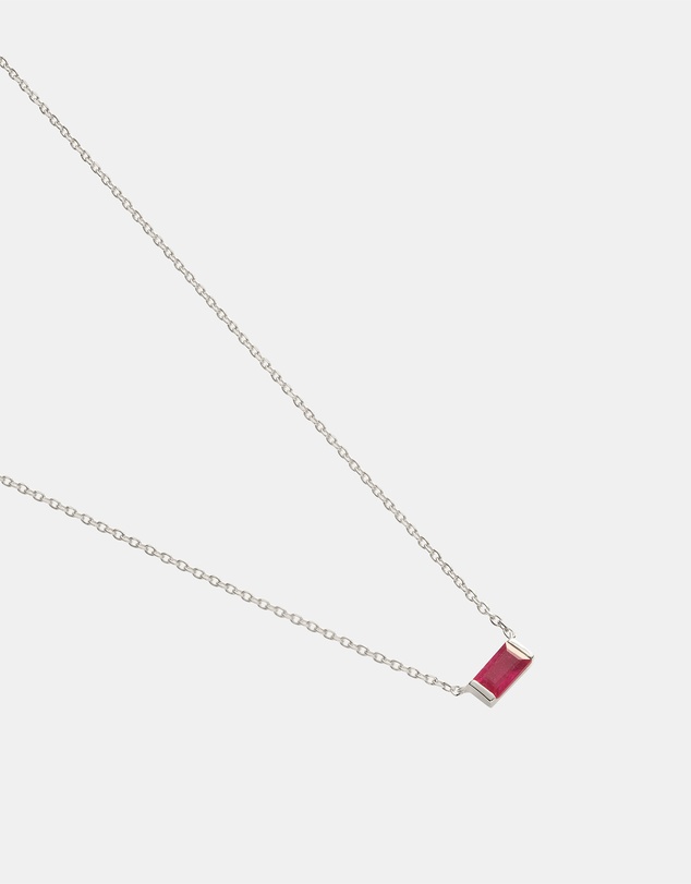 Kirstin Ash - Baguette Birthstone Necklace July Ruby