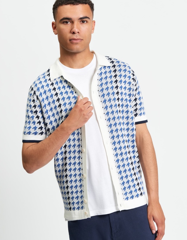 Ben Sherman - Houndstooth Button Through Polo