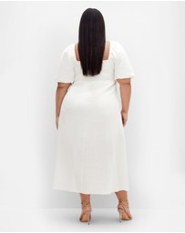 City Chic - Plus size Lori Linen Midi Dress - ivory