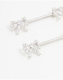 Lovisa - Surgical Steel Cubic Zirconia Double Bow Nipple Piercings 2-Pack