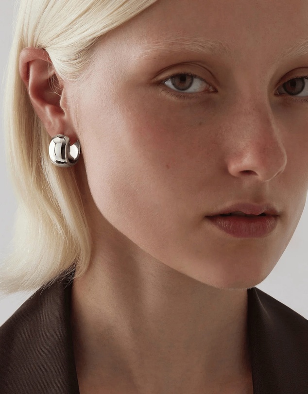 Najo - Daynight Silver Huggie Earrings