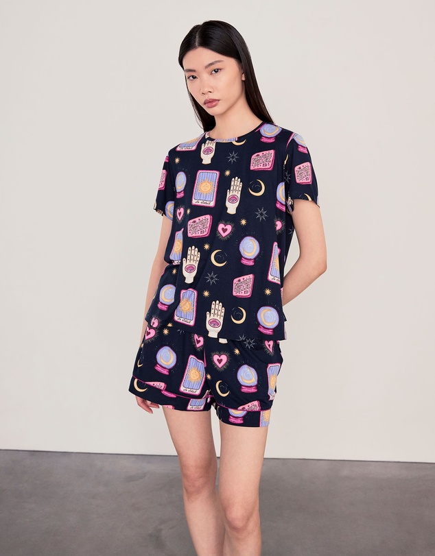 Chelsea Peers - Tarrow Card Short Sleeve Pyjama Set