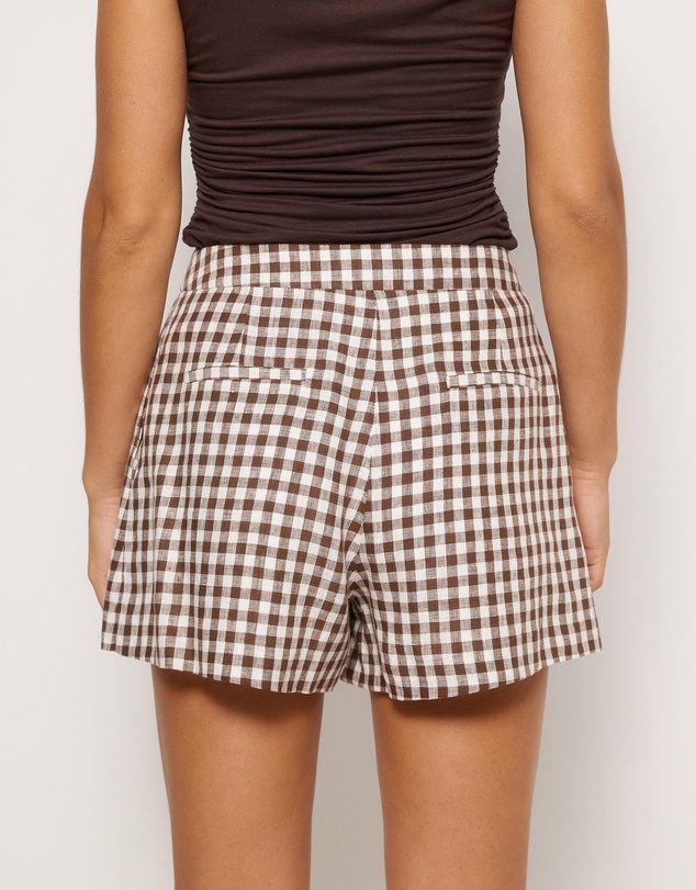 AERE - Gingham Linen Shorts