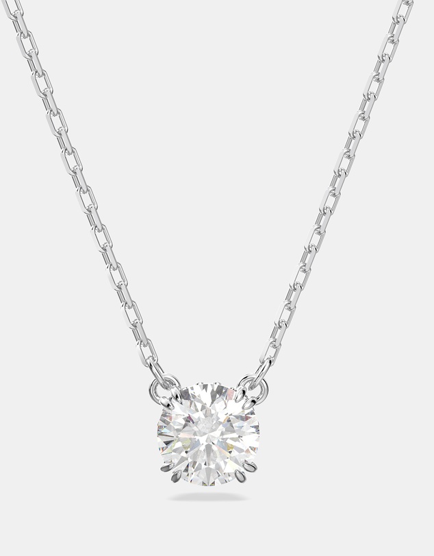 Swarovski - Stilla Pendant, Round Cut, White, Rhodium-Plated