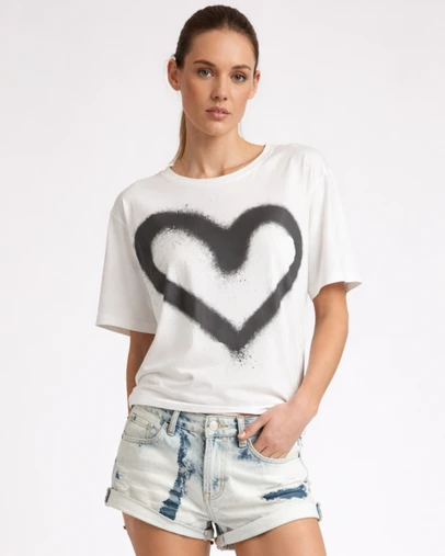 ONE TEASPOON - Heart White Kobe Tee - White