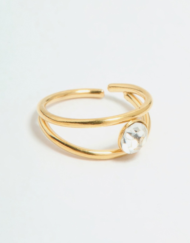 Lovisa - Gold Plated Surgical Steel Cubic Zirconia Layered & Smooth Nose Rings 2-Pack