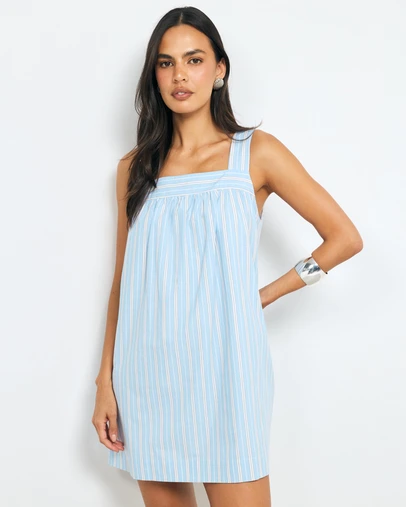 AERE - Nieve Stripe Cotton Mini Dress