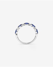 Michael Hill - Marquise Cut Ceylon Blue Created Sapphire Gemstone and Diamond Ring in Sterling Silver