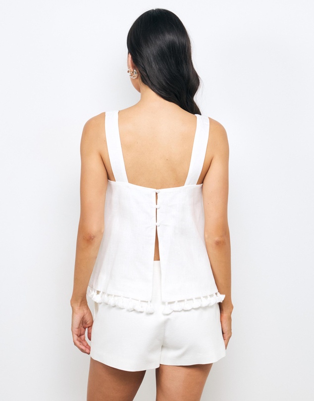 AERE - Lilia Linen Tassel Top