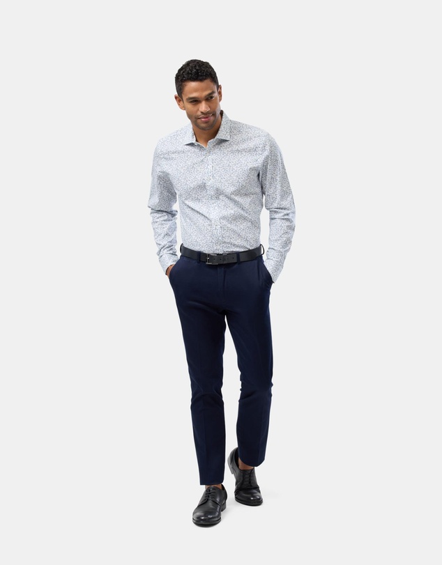 Brooksfield - Abstract Floral Print Reg Fit Stretch Business Shirt