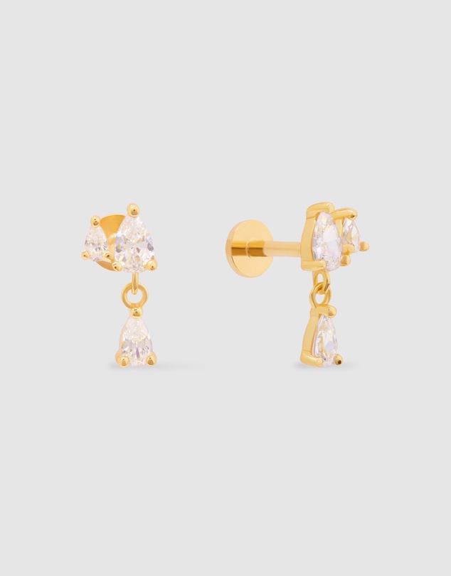 Wanderlust + Co - Teardrop Gems 14K Gold Vermeil Flat Back Earrings