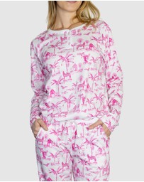 Sant And Abel - Women's Skydog Toile Pink Jersey Long PJ Set