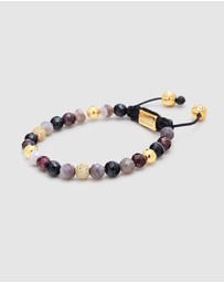 Nialaya Jewellery - Women's Beaded Bracelet with Botswana Agate, Garnet, Agate and Gold