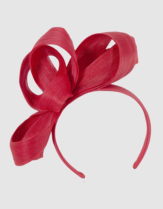 Fillies Collection - Red Abaca Loops Racing Fascinator