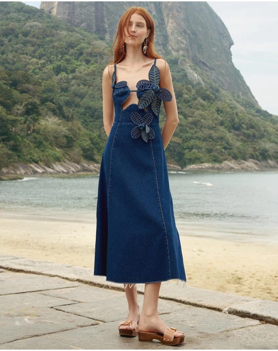 Farm Rio - Denim Flower Dress