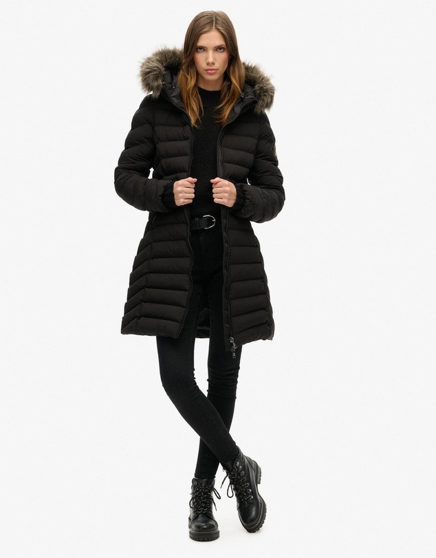 Superdry - Fuji Faux Fur Hoodie Mid Length