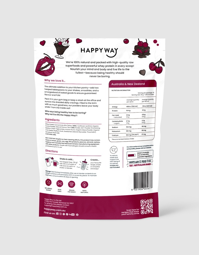 Happy Way - Choc Cherry Whey Protein Powder