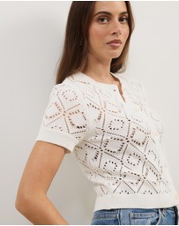 Atmos&Here - Hani Short Sleeve Open Knit Cardigan