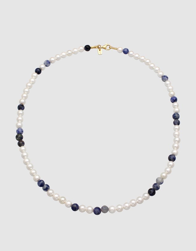 Kuzzoi - ICONIC EXCLUSIVE - Agate and Shell Pearl Necklace with Gold-Plated Silver Elements