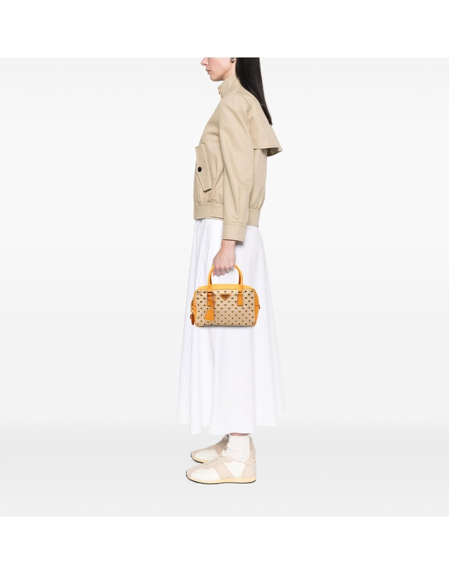 Pre-Loved by Azura Reborn - Pre-Loved Small Saffiano Trimmed Canvas Grommet Bauletto Bag
