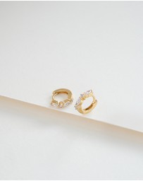 Wanderlust + Co - Marquise Pave Gold 8mm Huggie Earrings