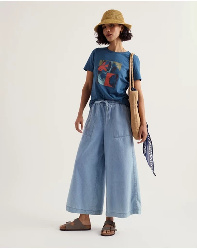Seasalt - Seasalt Cornwall Blue Printing Ink Organic Cotton T-shirt