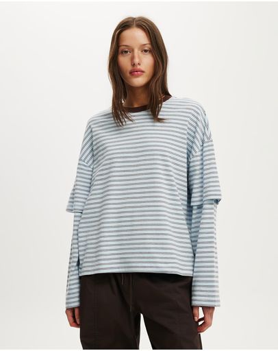 PETA STRIPE SEASIDE BLUEDARK OAK