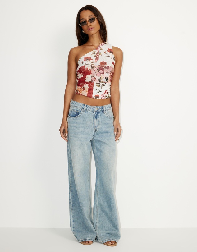 Dazie - After Party Neck Tie One Shoulder Top