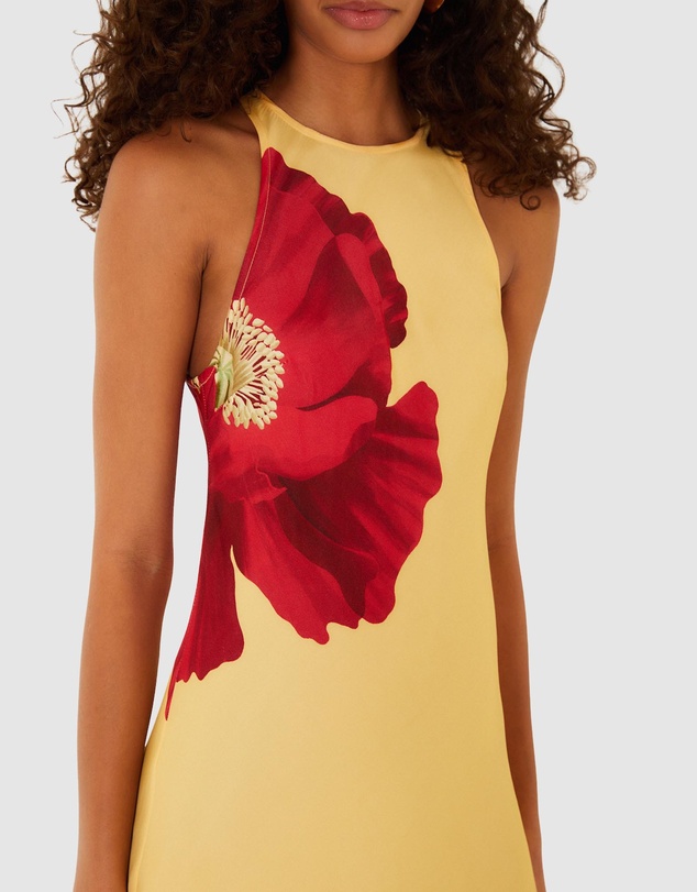 Farm Rio - Poppy Flowers Light Yellow Sleeveless Maxi Dress