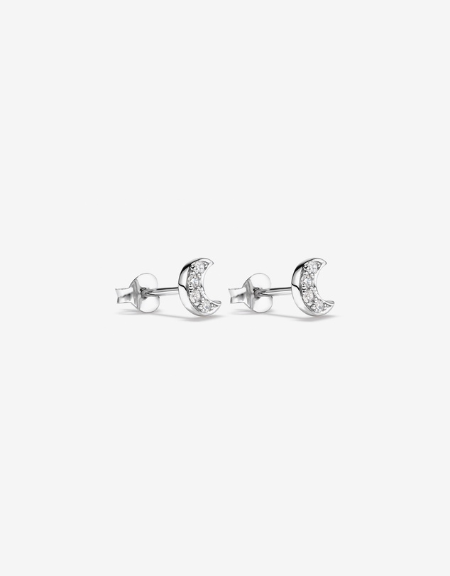 Michael Hill - Crescent Moon Stud Earrings with Cubic Zirconia in Sterling Silver