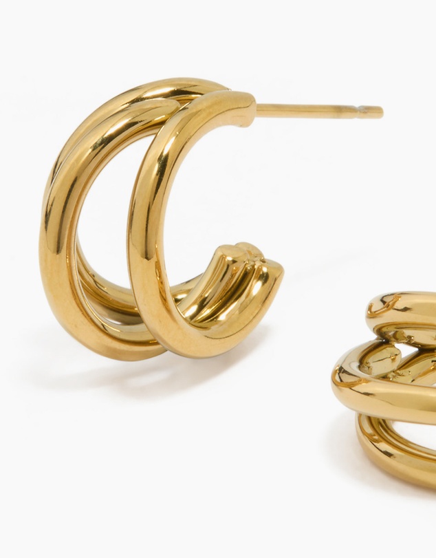 Lovisa - Waterproof Gold Plated Stainless Steel Double Row Hoop Earrings