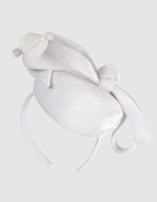 Max Alexander - Velvet White Winter Pillbox Fascinator