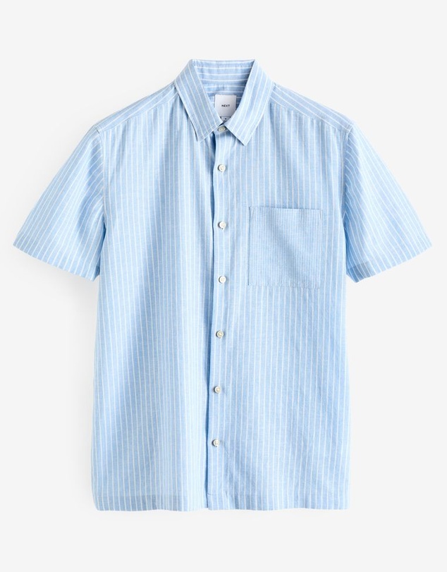 NEXT - Linen Blend Stripe Short Sleeve Shirt