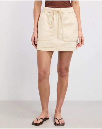 The Fated - Becky Contrast Stitch Twill Mini Skirt