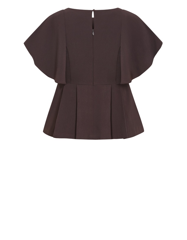 City Chic - Plus size Cinched Peplum Top - chocolate