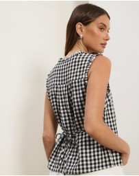 Atmos&Here - Lydia Gingham Tie Back Top