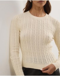 Atmos&Here - Tessa Crewneck Cable Knit Sweater