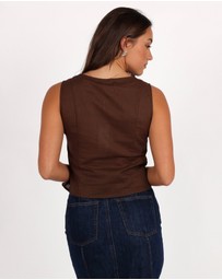 Petal & Pup - Daniella Linen Vest - Chocolate Brown
