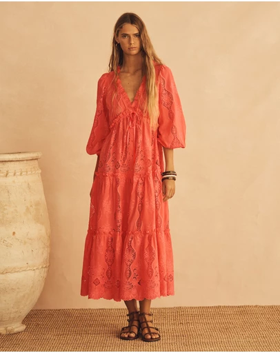 AUR OCEA - Drawstring Tiered Maxi Dress