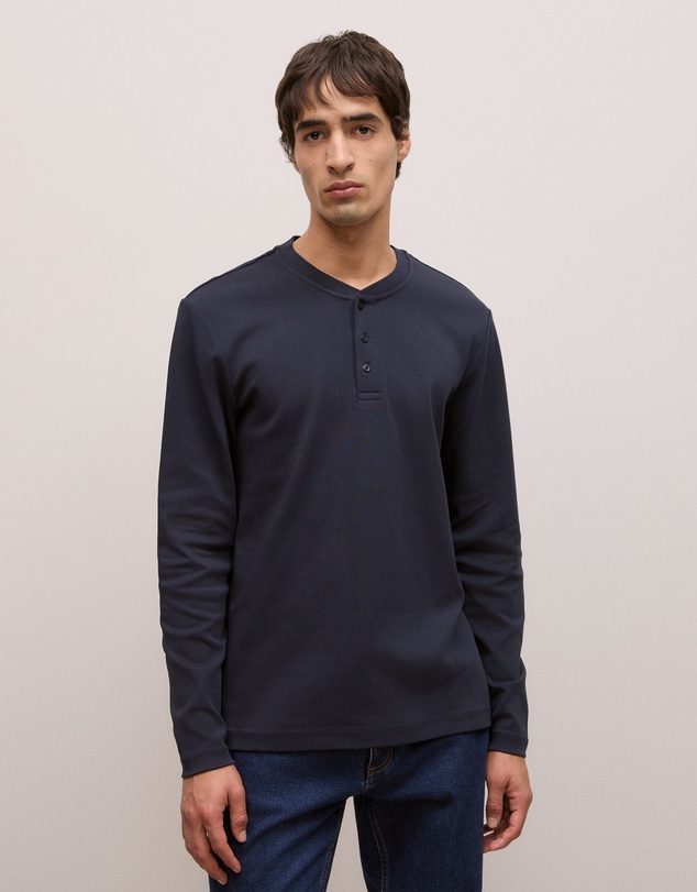Trenery - Cotton Henley in Navy